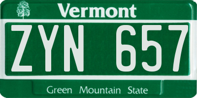 VT license plate ZYN657