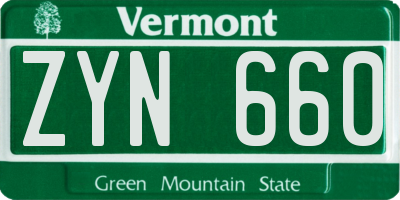 VT license plate ZYN660