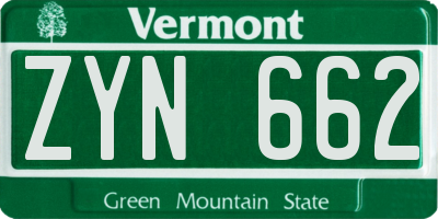 VT license plate ZYN662