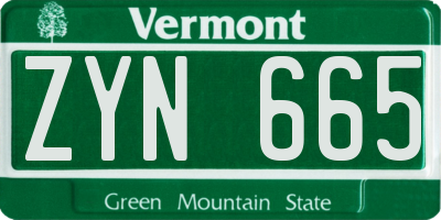 VT license plate ZYN665