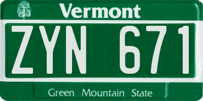 VT license plate ZYN671