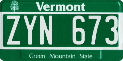 VT license plate ZYN673