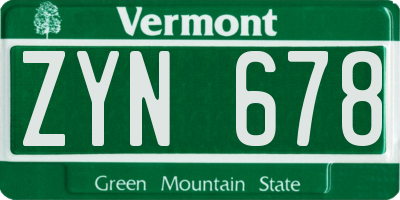 VT license plate ZYN678