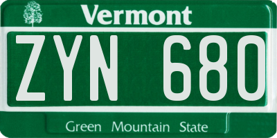 VT license plate ZYN680