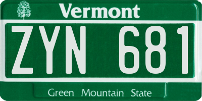 VT license plate ZYN681