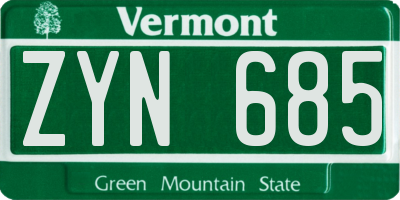 VT license plate ZYN685