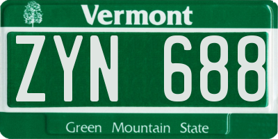 VT license plate ZYN688