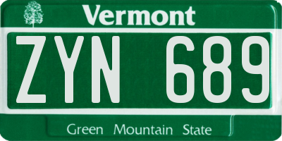 VT license plate ZYN689