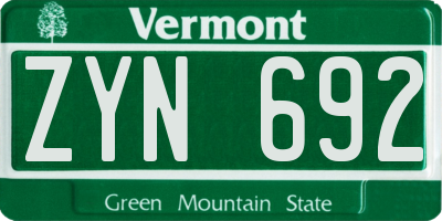 VT license plate ZYN692