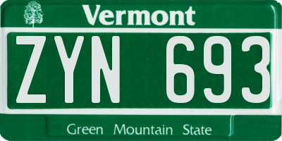 VT license plate ZYN693