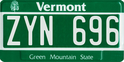 VT license plate ZYN696