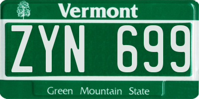 VT license plate ZYN699
