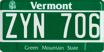 VT license plate ZYN706