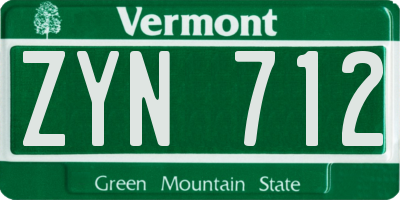 VT license plate ZYN712