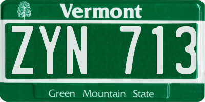 VT license plate ZYN713