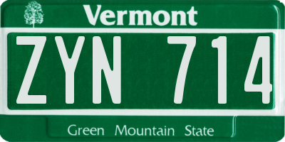 VT license plate ZYN714