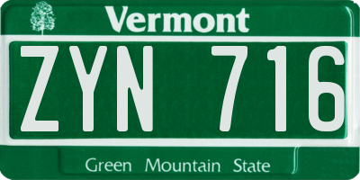VT license plate ZYN716