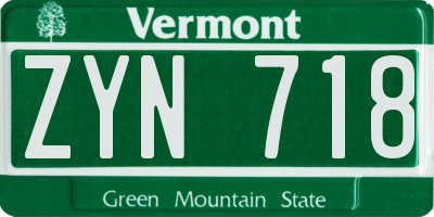 VT license plate ZYN718