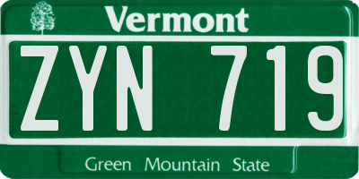 VT license plate ZYN719