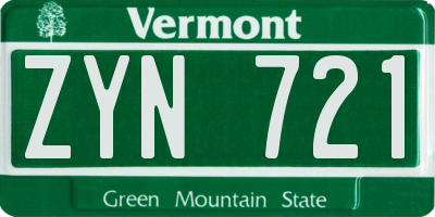 VT license plate ZYN721