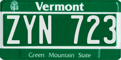 VT license plate ZYN723