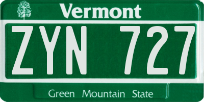 VT license plate ZYN727