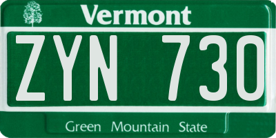 VT license plate ZYN730