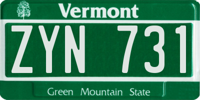 VT license plate ZYN731