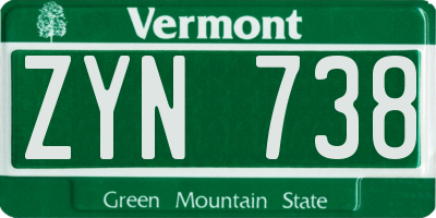 VT license plate ZYN738
