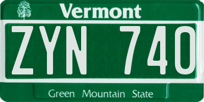 VT license plate ZYN740