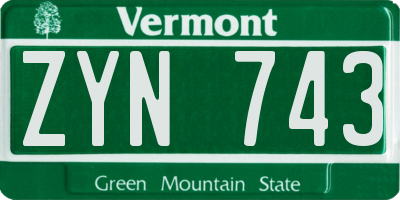 VT license plate ZYN743