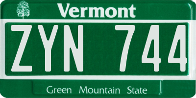 VT license plate ZYN744