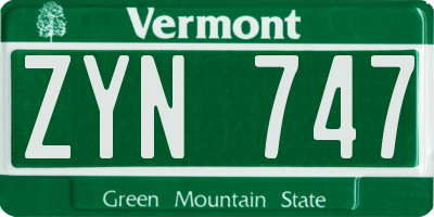 VT license plate ZYN747
