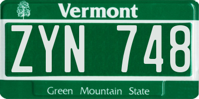 VT license plate ZYN748