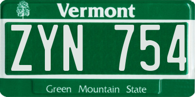 VT license plate ZYN754