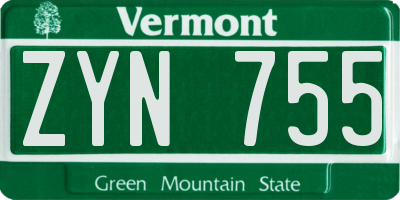 VT license plate ZYN755