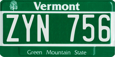 VT license plate ZYN756