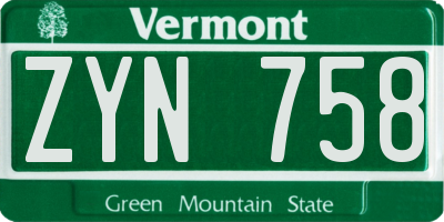 VT license plate ZYN758