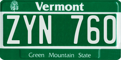 VT license plate ZYN760