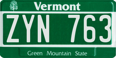 VT license plate ZYN763