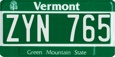 VT license plate ZYN765
