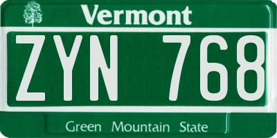 VT license plate ZYN768