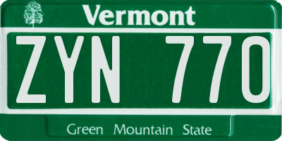 VT license plate ZYN770