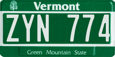 VT license plate ZYN774