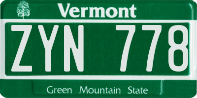 VT license plate ZYN778