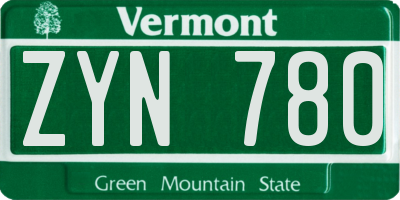 VT license plate ZYN780