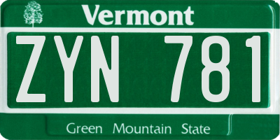 VT license plate ZYN781