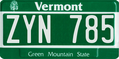 VT license plate ZYN785