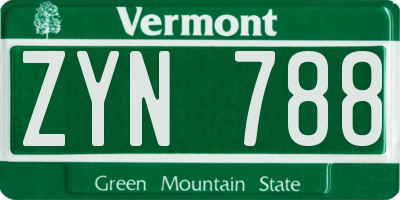 VT license plate ZYN788