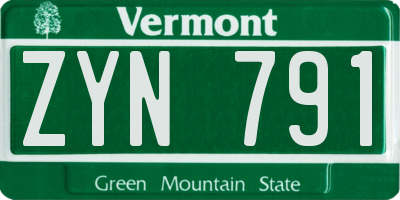 VT license plate ZYN791